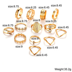 18k Gold Plated Medallion Ring 13 Piece Set With Austrian Crystals