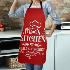 Mom's Kitchen Apron  - Meals & Memories are Made Here Red