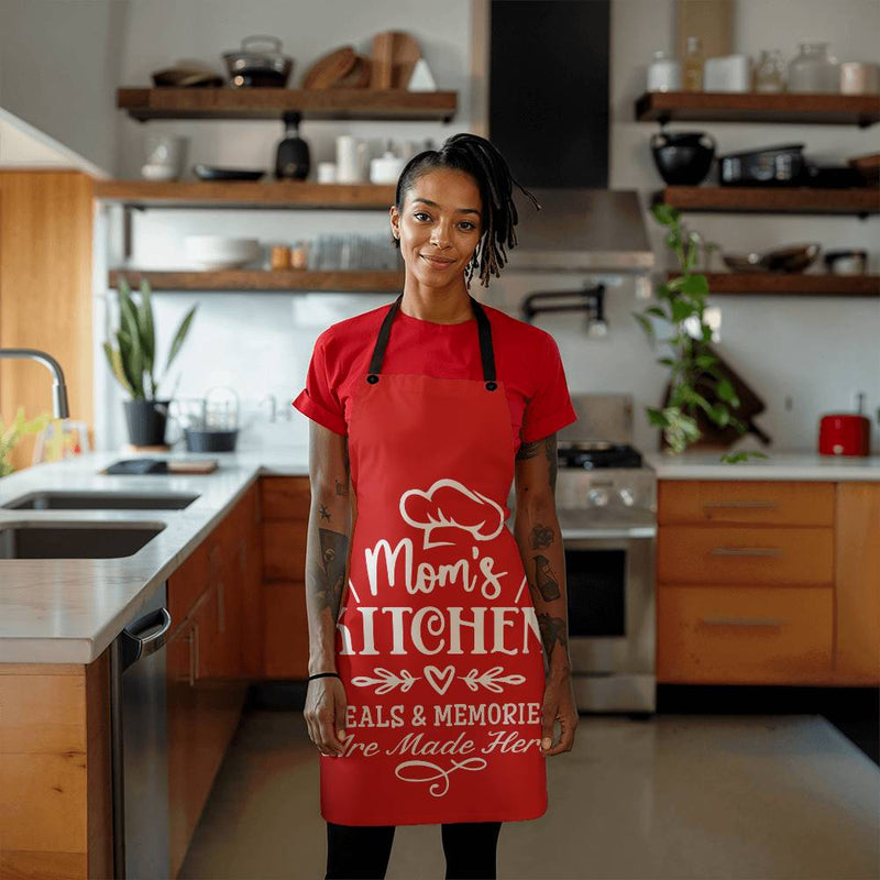 Mom's Kitchen Apron  - Meals & Memories are Made Here Red