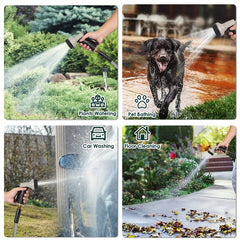 100 Foot Stainless Steel Garden Hose with 2 Nozzles Included - Total 16 Spray Patterns, Anti-Crush, Continuous Water No Kinking, PVC Inner Tube, Rugged Versatility