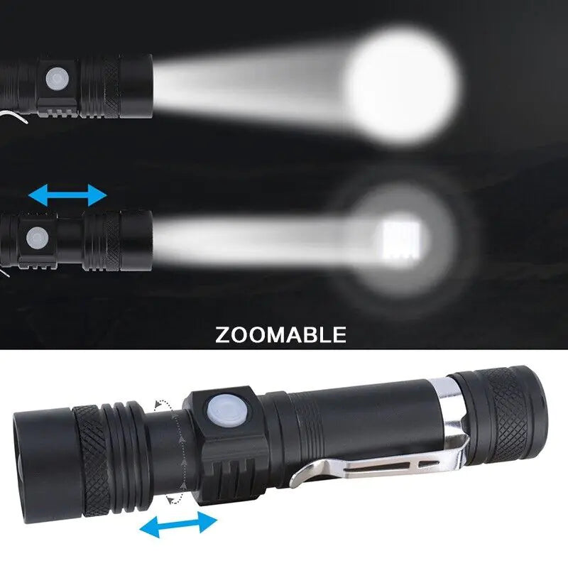 2000 lumen rechargeable tactical t6 led flashlight Super Bright 2000 Lumens LED Tactical Flashlight Zoomable With Recharg – Amazing Online Boutique Mall