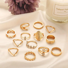 18k Gold Plated Medallion Ring 13 Piece Set With Austrian Crystals